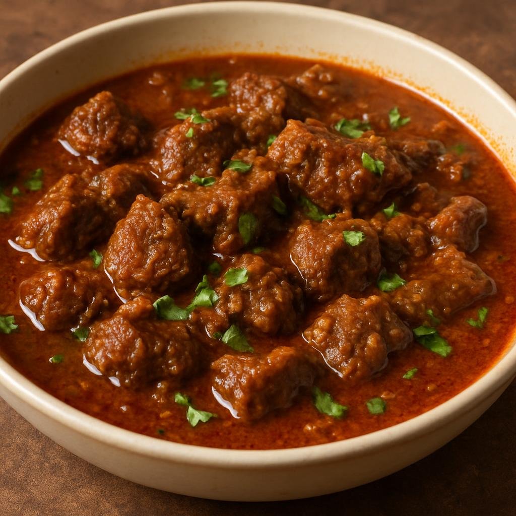 Entree: Bangladesh – Chittagong – মেজবান গরুর মাংস ➤ Mezban Gorur Mangsho (Spicy slow-braised Chittagong beef curry traditionally served at large communal feasts) recipe