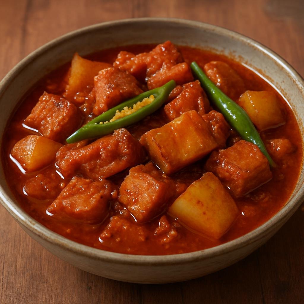 Entree: India – Sikkim & Himalayan – Phagshapa (Spicy Sikkimese pork belly stew with radish and chilies) recipe