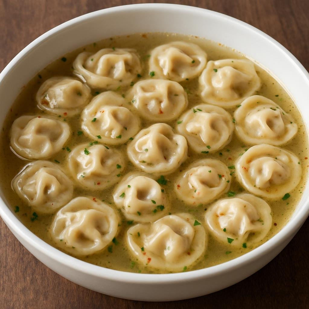 Entree: Azerbaijan – Central Culinary Region – Dushbara (Tiny meat-filled dumplings served in a clear seasoned lamb broth) recipe