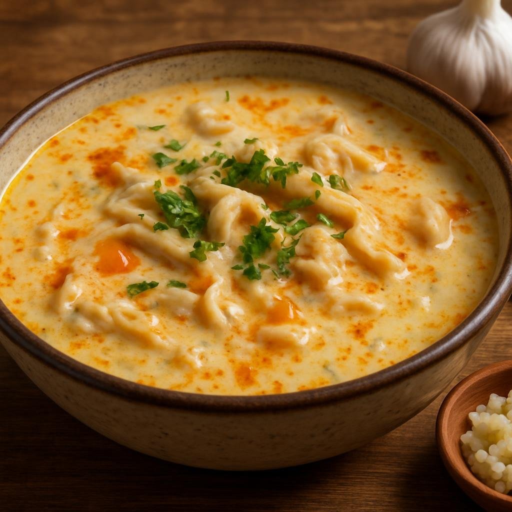 Entree: Romania – Transylvania – Ciorbă de burtă (Creamy beef tripe soup flavored with garlic and vinegar) recipe