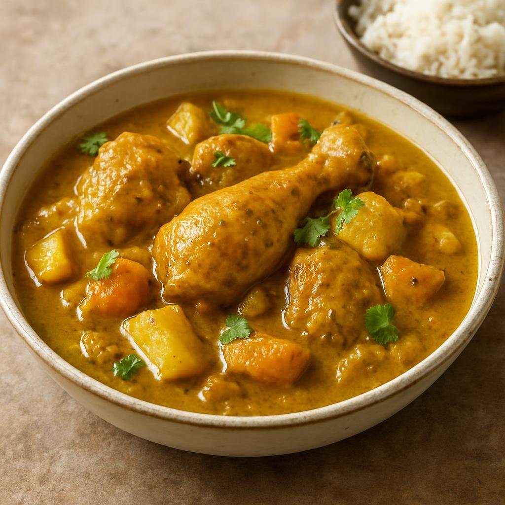 Entree: French Guiana – Southern Culinary Region – Colombo de Poulet (Creole coconut curry chicken stew) recipe