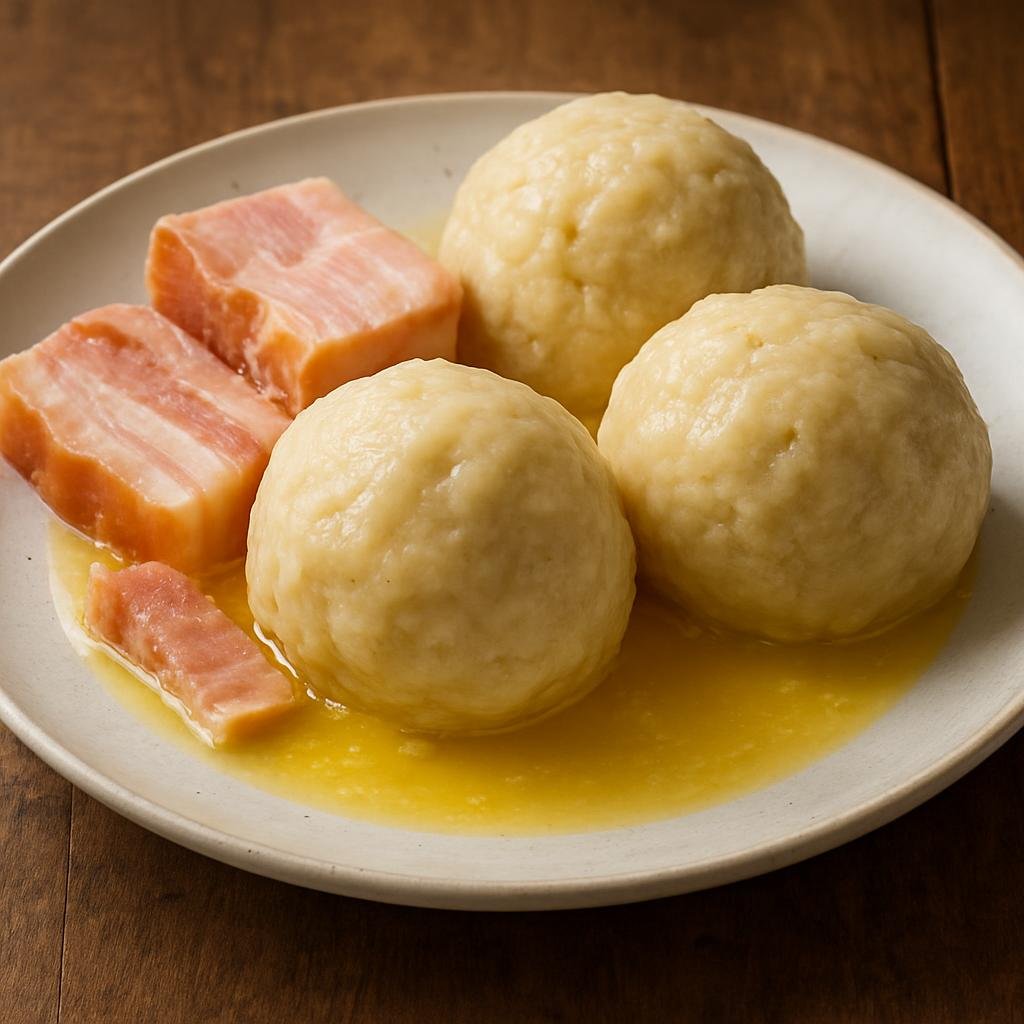 Entree: Norway – Western Fjords – Raspeballer (Traditional Norwegian potato dumplings typically boiled and served with salted pork and butter) recipe