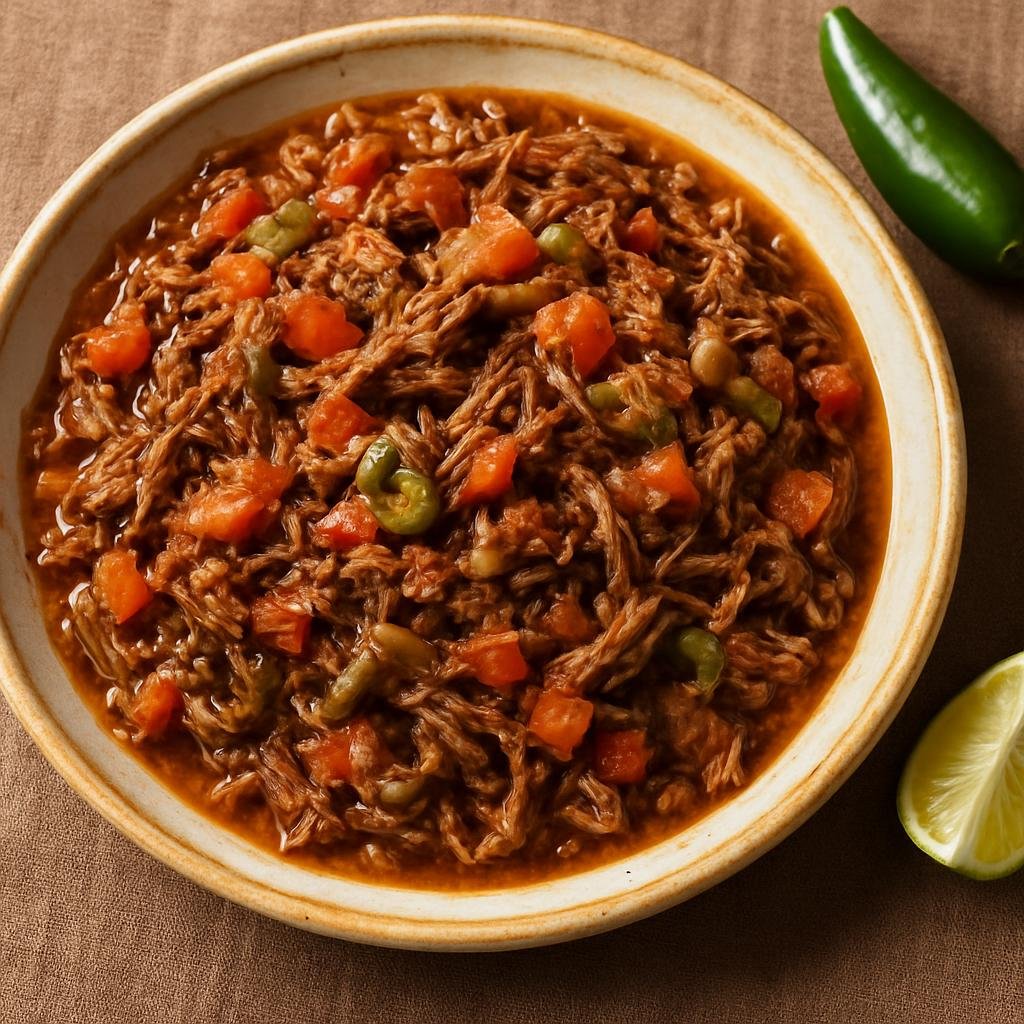 Entree: Mexico – Chihuahua & Northern Mexico – Machaca (Rehydrated dried shredded beef sautéed with onions, tomatoes, and chiles) recipe