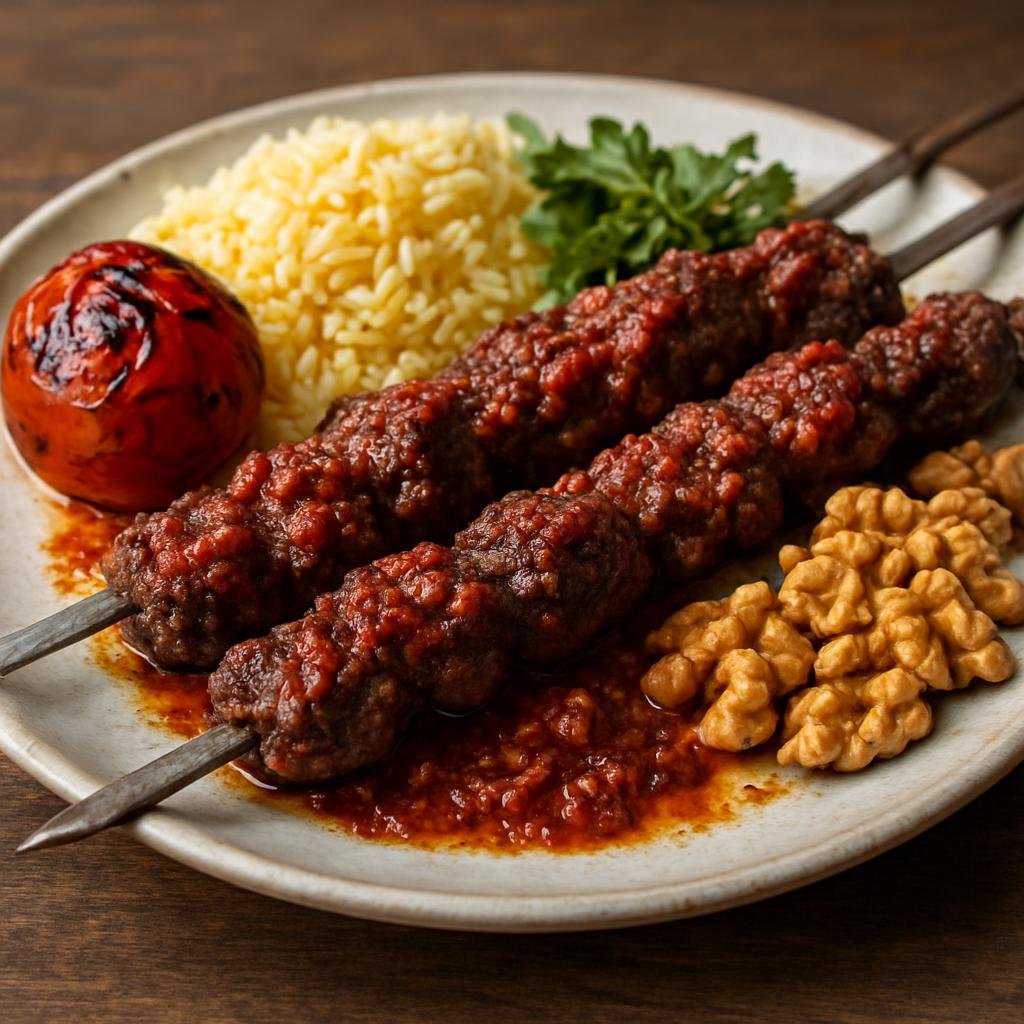 Entree: Iran – Isfahan – کباب ترش ➤ Kabāb-e Torsh (Sour marinated skewered kebab from Isfahan flavored with pomegranate and walnut) recipe
