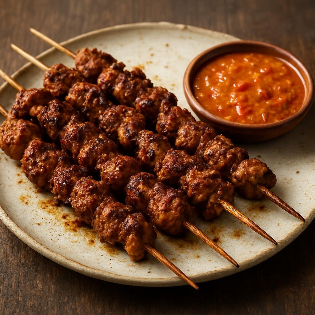 Entree: Tanzania – Tanzanian Highlands – Mshikaki (Spiced marinated meat skewers grilled over coals, commonly served with a tangy peanut or chili dipping sauce) recipe