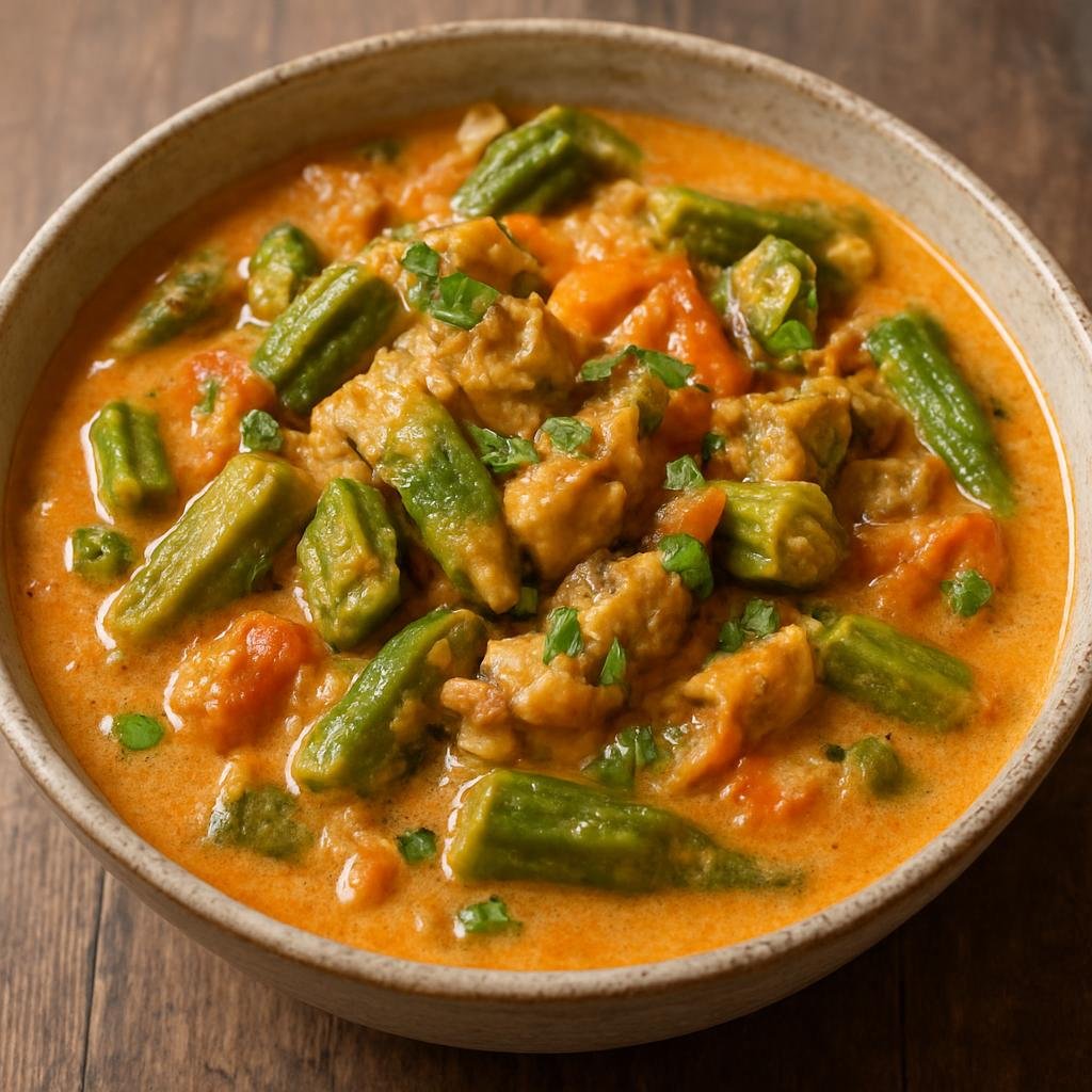 Entree: Bonaire, Sint Eustatius and Saba – Southern Culinary Region – Giambo (Creole-style okra and salted-fish stew with tomatoes and coconut milk) recipe