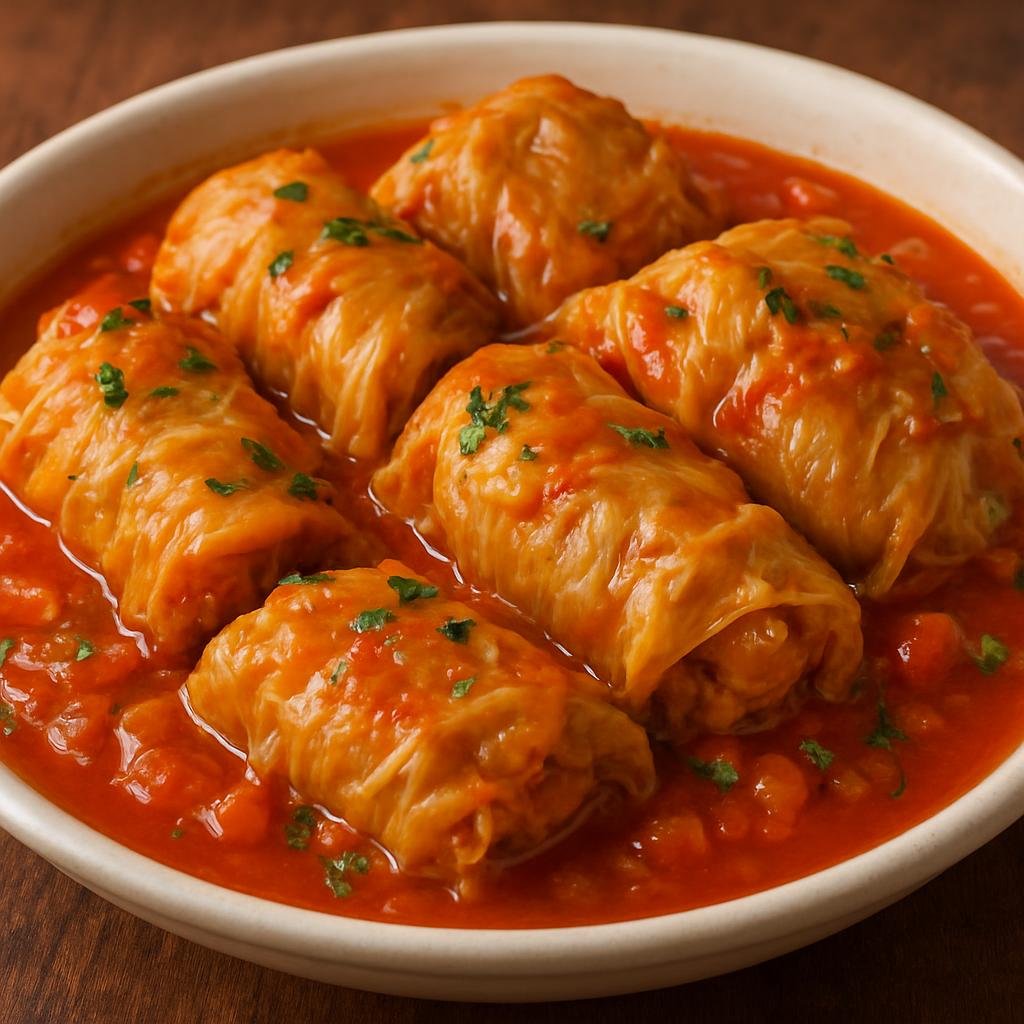 Entree: Bulgaria – Southern Culinary Region – сарми ➤ sarmi (Pickled cabbage leaves stuffed with spiced minced meat and rice, slow-simmered in tomato sauce) recipe