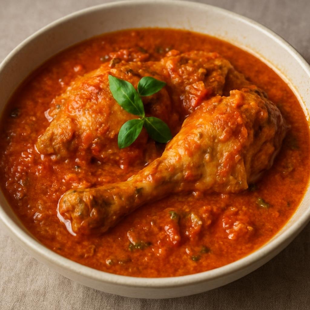 Entree: Cote d'Ivoire – Southern Culinary Region – Sauce Graine (Rich Ivorian palm-nut and tomato stew typically made with chicken or fish) recipe