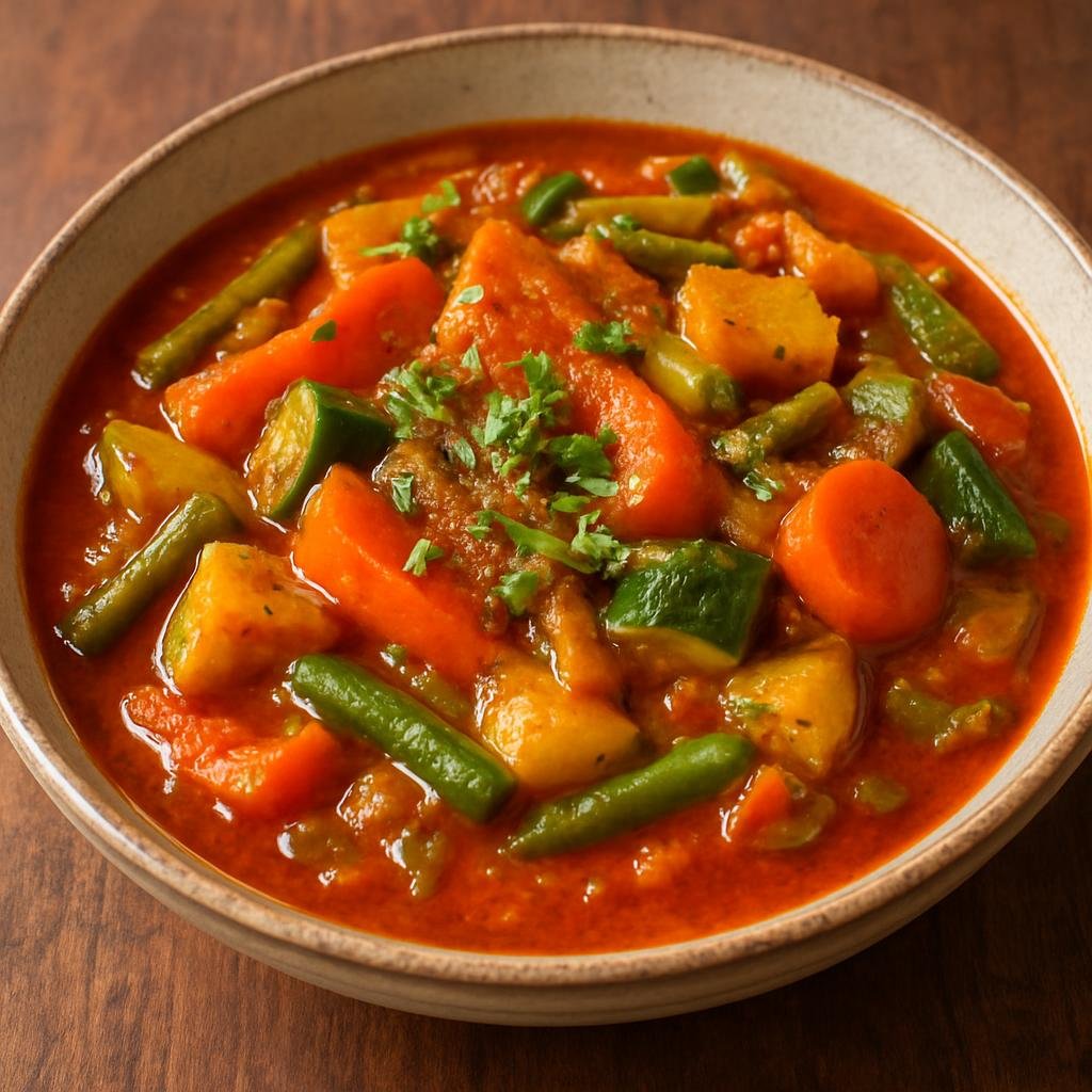 Entree: Djibouti – Southern Culinary Region – Yetakelt W'et (Spiced mixed vegetable stew in a berbere and seasoned butter sauce) recipe