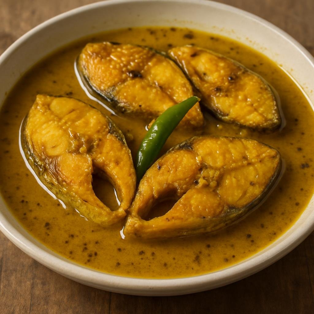 Entree: India – Bengal – মাছের ঝোল ➤ Macher Jhol (Light Bengali fish curry in a spiced, turmeric-mustard broth) recipe