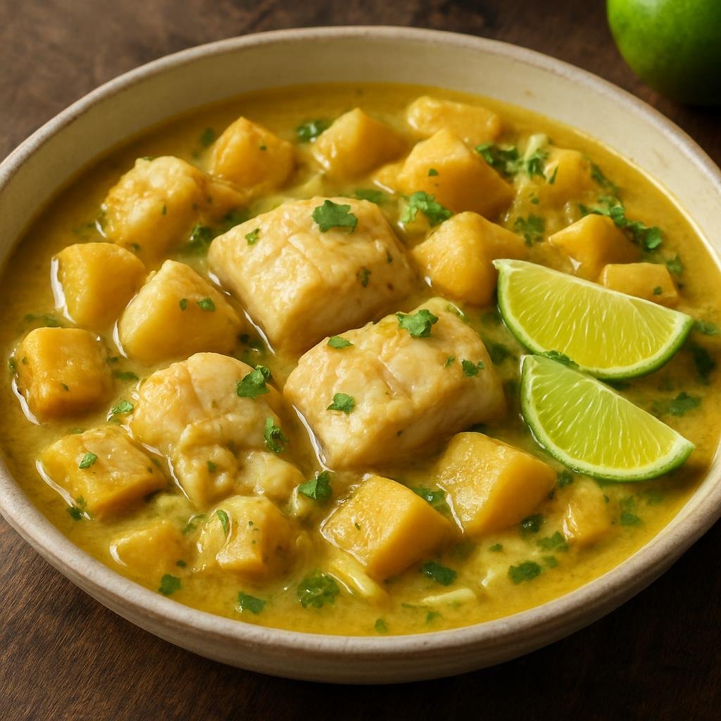 Entree: French Polynesia – Southern Culinary Region – Tamaaraa (Hearty Tahitian coconut fish and breadfruit stew simmered with aromatics and lime) recipe