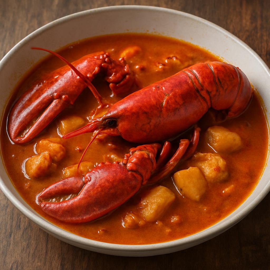 Entree: Spain – Balearic Islands – Caldereta de Langosta (Menorcan-style lobster stew in a saffron-tomato sauce) recipe