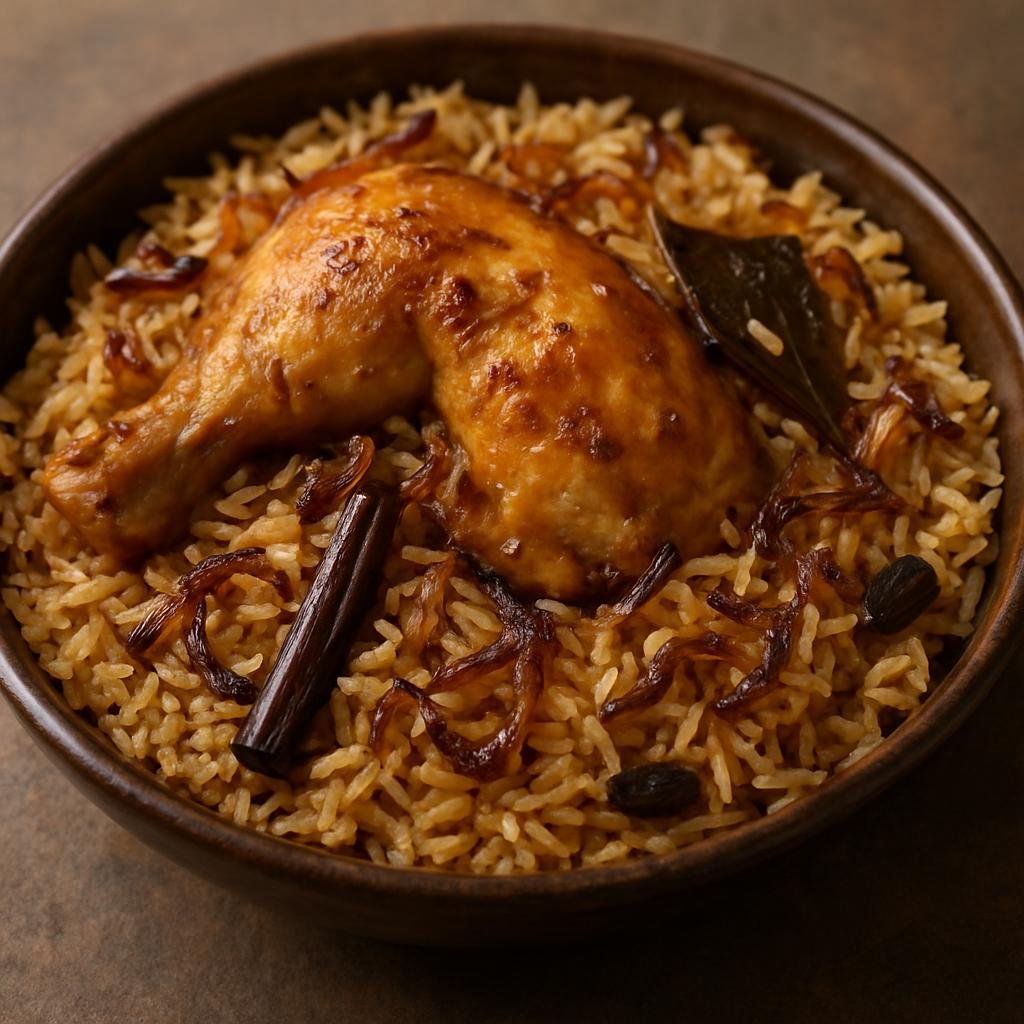 Entree: Bangladesh – Chittagong – মোরগ পোলাও ➤ Morog Polao (Fragrant Chittagong-style chicken pilaf cooked with whole spices, ghee, and caramelized onions) recipe