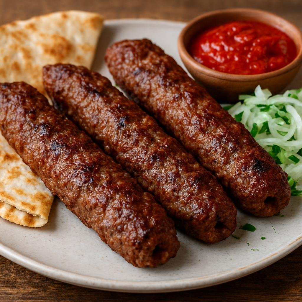Entree: Armenia – Lake Sevan – Հայկական քյաբաբ ➤ Haykakan kyabab (Char-grilled seasoned ground lamb kebabs typical of Armenia) recipe