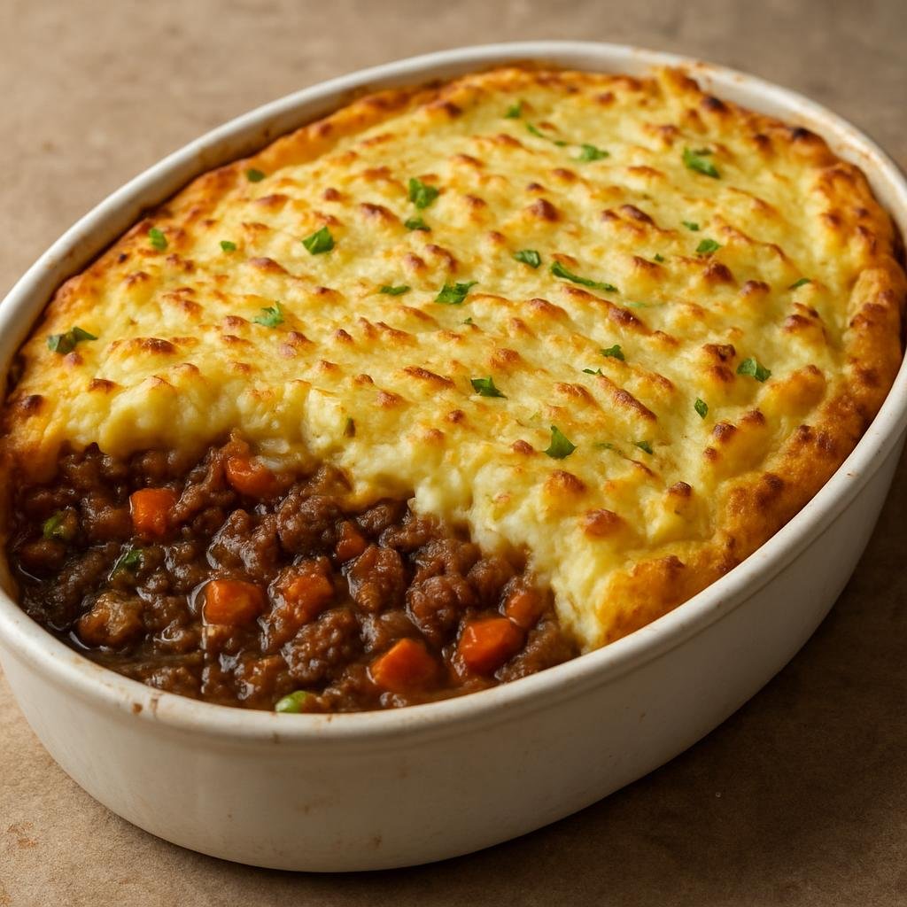 Entree: United Kingdom – England - London & Southeast – Cottage Pie (Baked minced beef and vegetable stew topped with a mashed potato crust) recipe