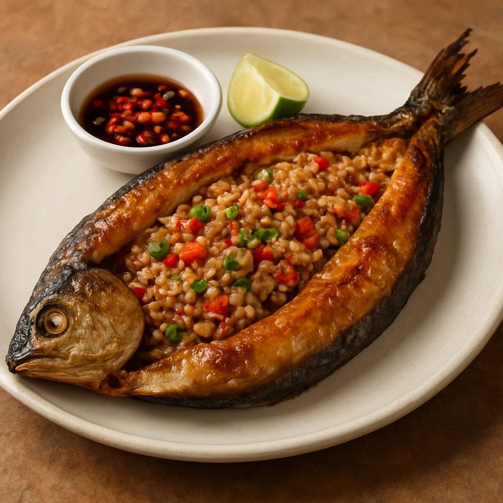 Entree: Philippines – Kapampangan – Rellenong Bangus (Stuffed butterflied milkfish with a savory-sweet Kapampangan-style filling) recipe