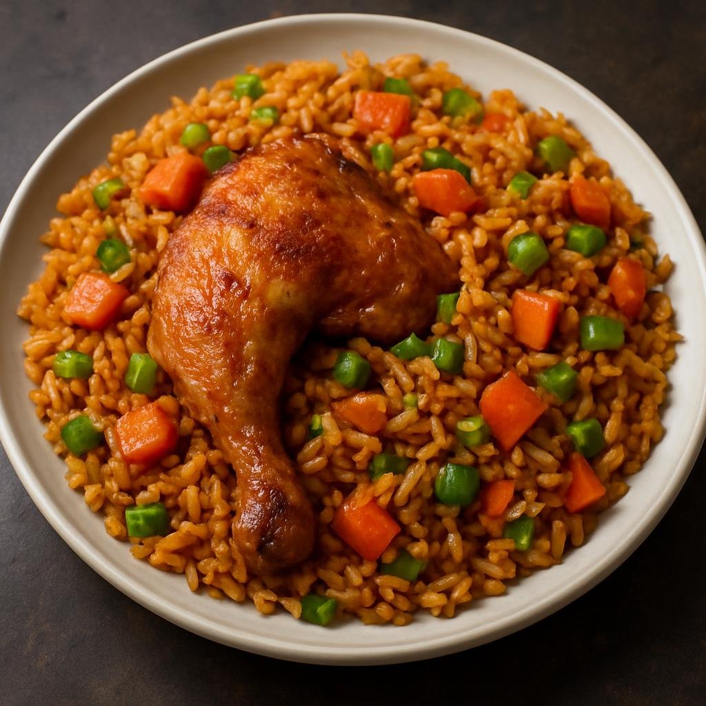 Entree: Ghana – Ghanaian Street Food – Fried Rice with Chicken (Ghanaian-style stir-fried rice with chicken, vegetables, and warm spices) recipe