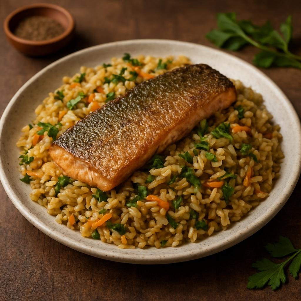 Entree: Armenia – Lake Sevan – Հայկական պլով ➤ Haykakan plov (Rice pilaf cooked with butter, aromatics, herbs, and traditionally finished with Sevan trout or lamb) recipe