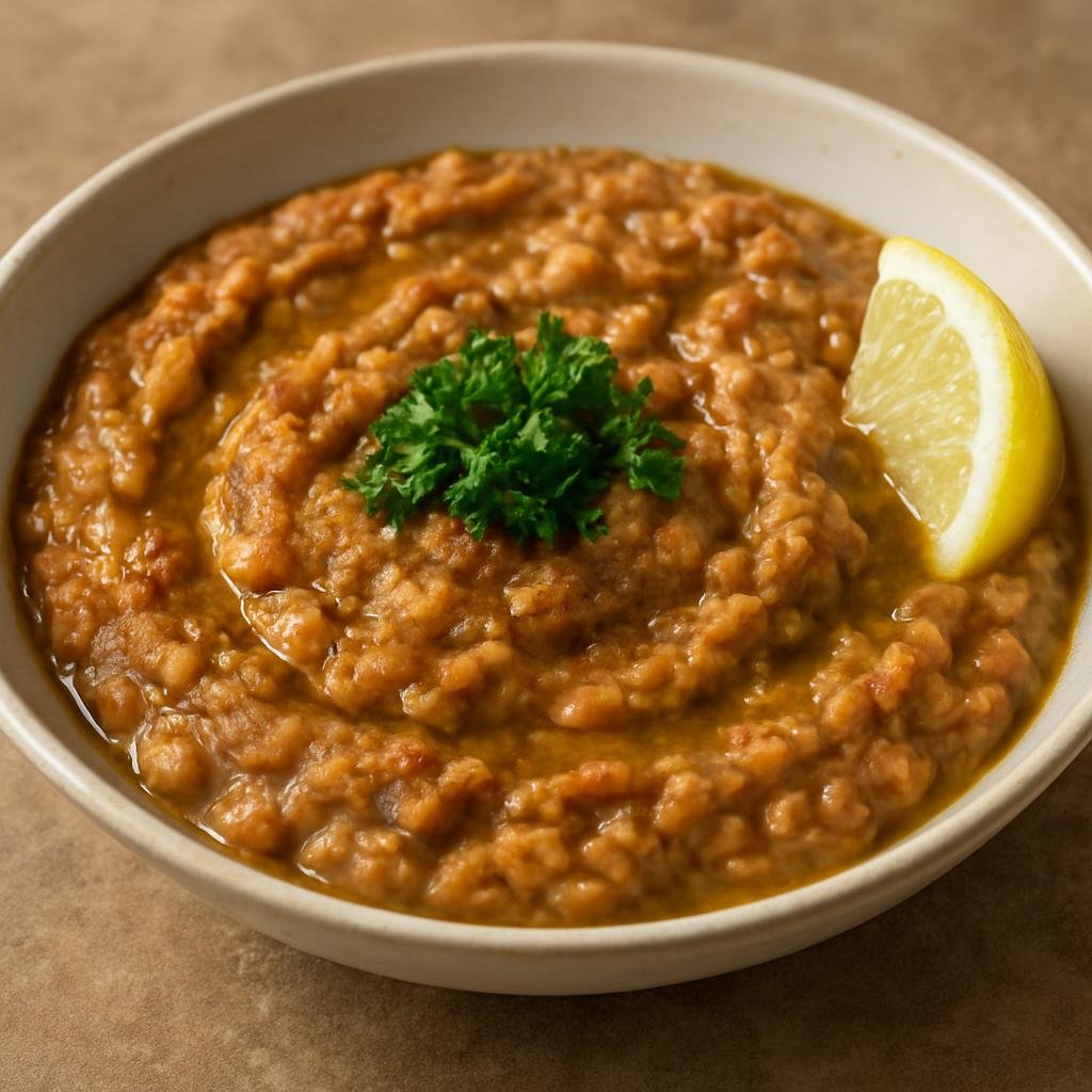 Entree: Djibouti – Southern Culinary Region – Ful Medames (Hearty mashed fava bean stew flavored with garlic, cumin, lemon and olive oil) recipe