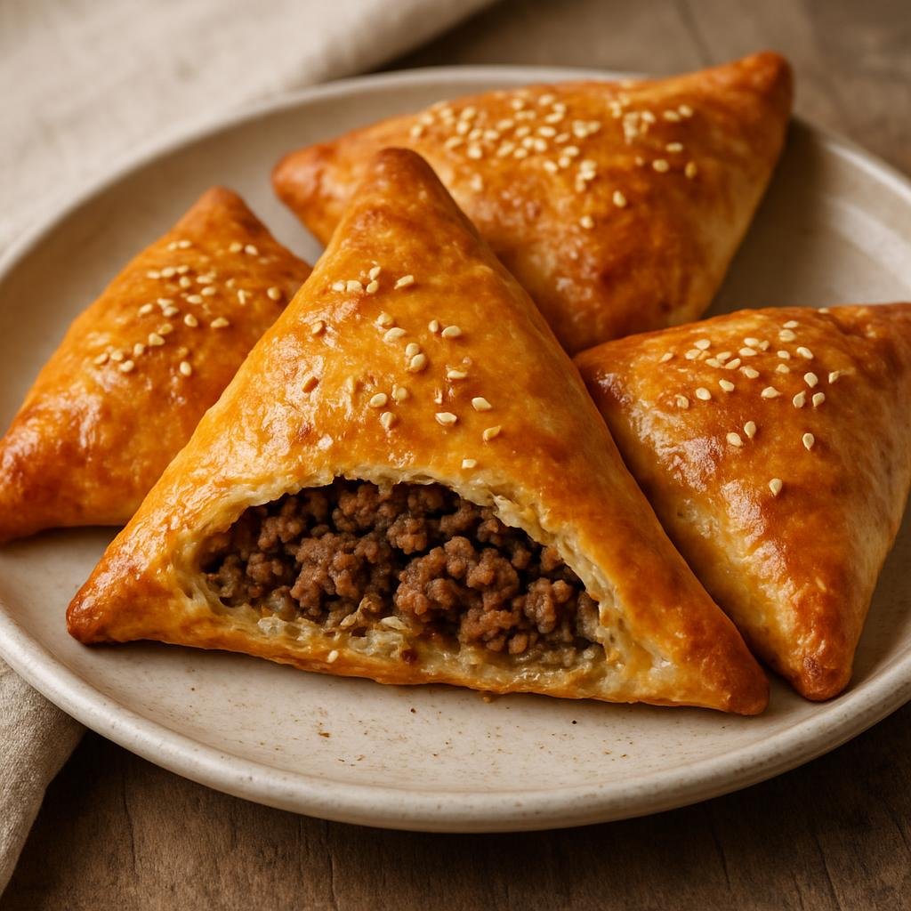 Entree: Kazakhstan – Western Steppe Kazakhstan – Самса ➤ Samsa (Baked triangular savory pastry filled with spiced ground lamb) recipe