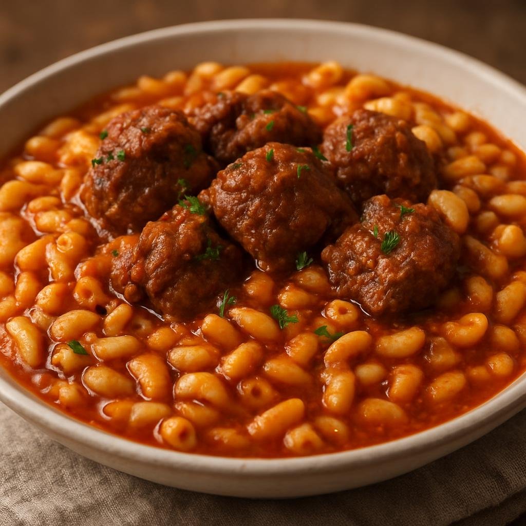 Entree: Tunisia – Tunis & North – مقرونة ➤ Maqrūna (Tunisian pasta stew of short pasta simmered with spiced tomato sauce and braised meat) recipe