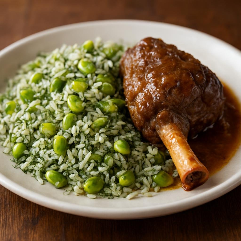 Entree: Iran – Isfahan – باقالی پلو ➤ Bāghalī Polo (Fragrant rice cooked with dill and fava beans, traditionally served with braised lamb) recipe