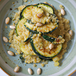 Side Dish: United States – Garlic-Herb Pearl Couscous with Roasted Zucchini and Pine Nuts recipe