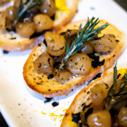 Appetizer: Italy – Crostini con Fagioli Cannellini e Limone Caramellato (Crostini with Charred Lemon Cannellini Beans) recipe
