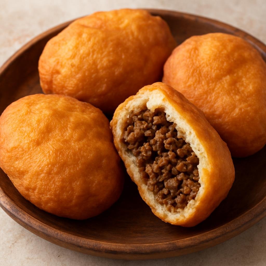 Entree: Eswatini – Southern Culinary Region – Vetkoek (Deep-fried bread dough pockets often filled with savory spiced minced beef) recipe
