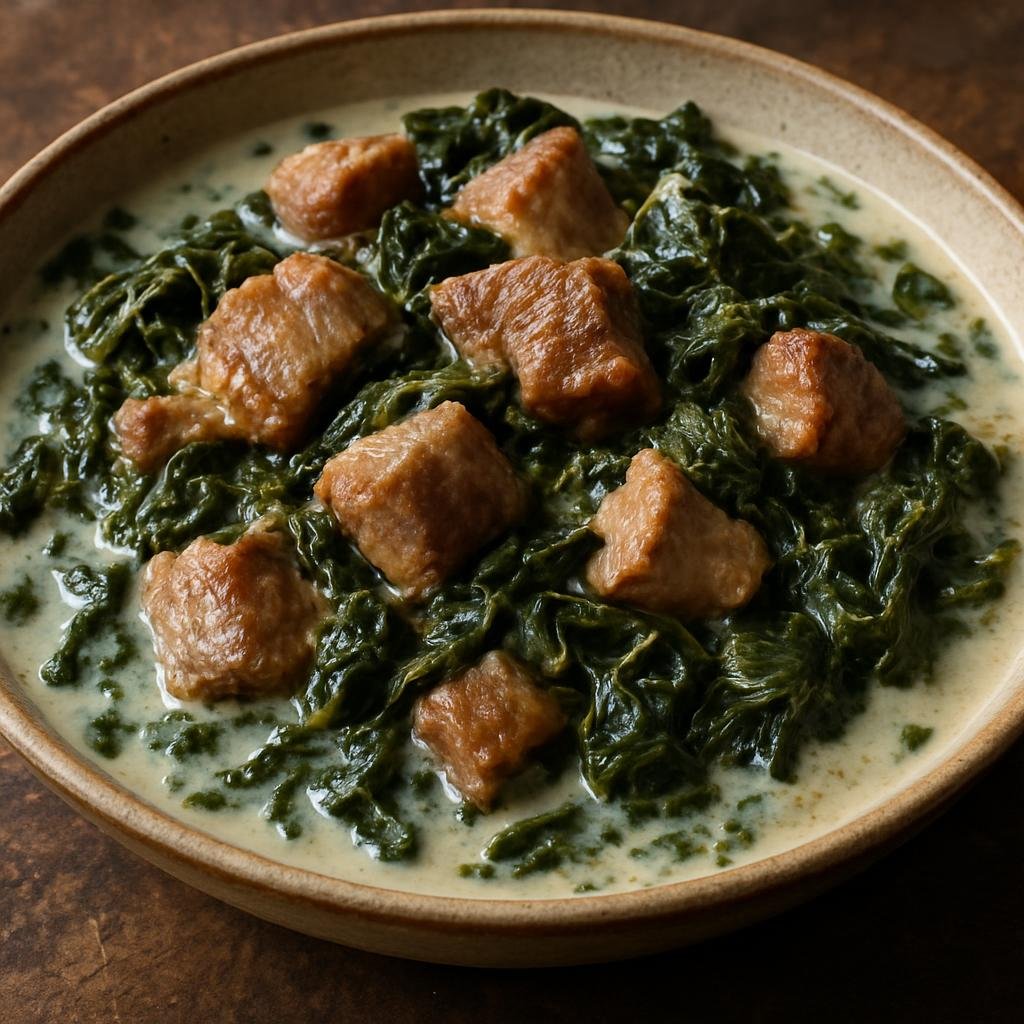 Entree: French Polynesia – Southern Culinary Region – Pork with Taro Leaves (Pork stewed with taro leaves in coconut milk) recipe