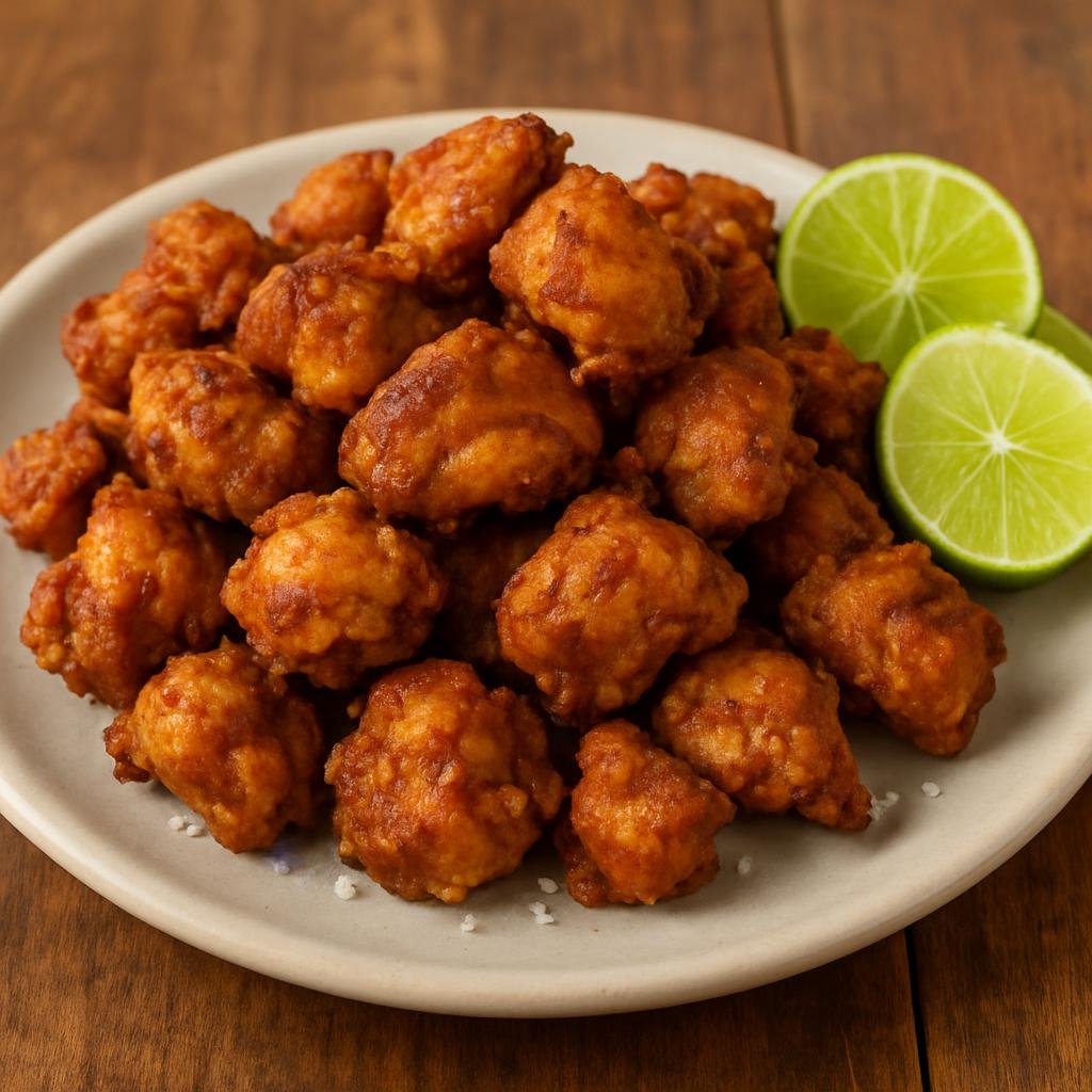 Entree: Brazil – Brazilian Street Food – Frango a Passarinho (Small pieces of bone-in chicken marinated with garlic and citrus, deep-fried until crispy and served with salt and lime) recipe