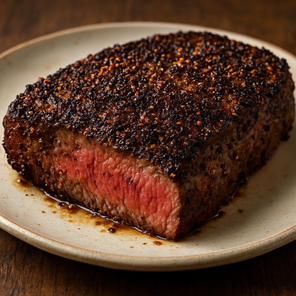 Entree: Canada – Central Culinary Region – Montreal-Style Steak (Grilled or pan-seared steak seasoned with classic Montreal steak spice for a bold, peppery crust) recipe