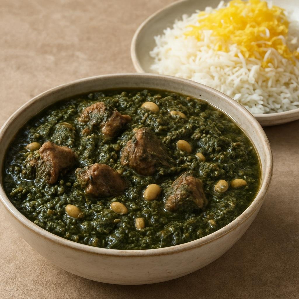 Entree: Iran – Isfahan – خورشت سبزی ➤ Khoresht-e Sabzi (Persian herb stew of lamb and mixed greens with beans, typically served with rice) recipe