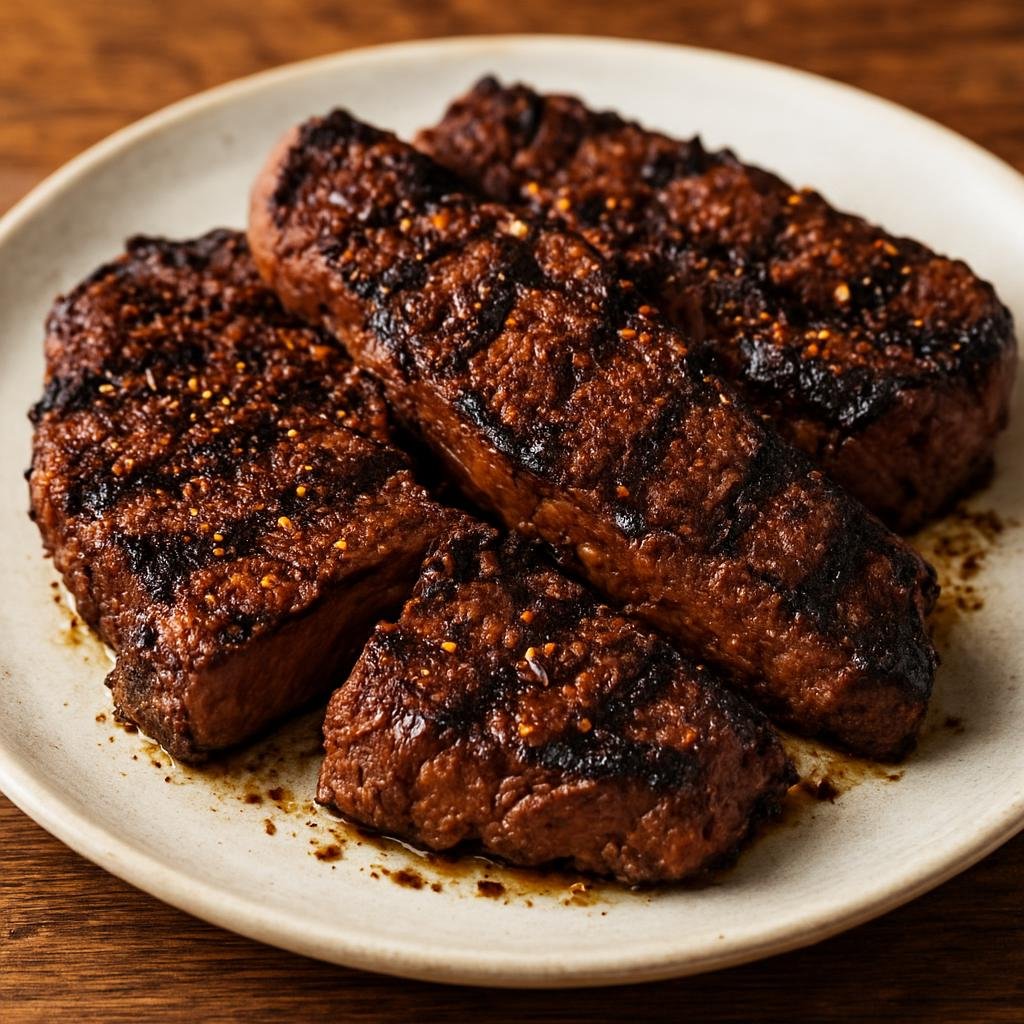 Entree: Australia – Northern Territory – Chargrilled Camel (Grilled camel steaks seasoned with native Australian spices and served simply to highlight the meat) recipe