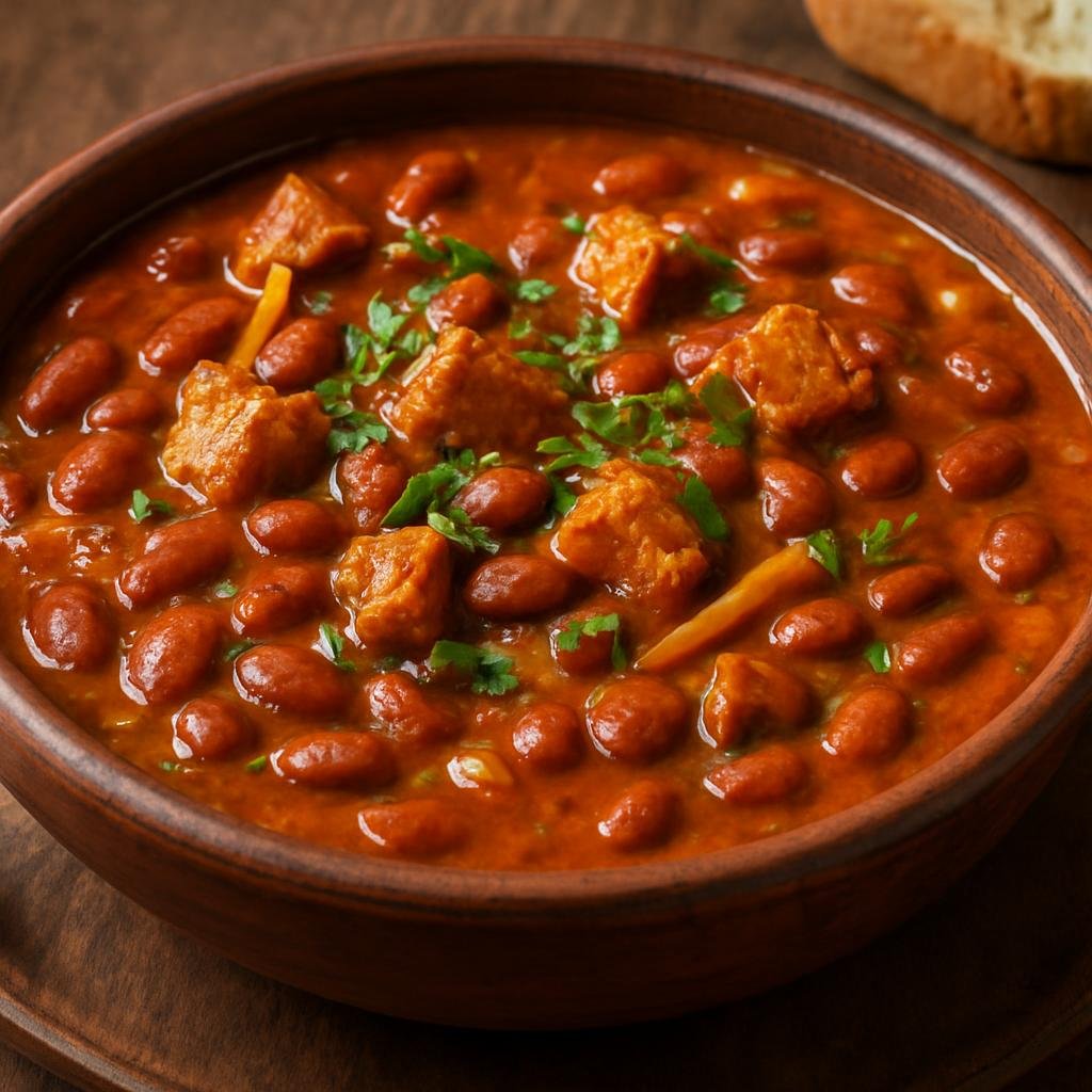 Entree: Colombia – Caribbean Coast – Cazuela de Frijoles (Hearty Caribbean-style bean stew simmered with pork, coconut milk, and sofrito aromatics) recipe