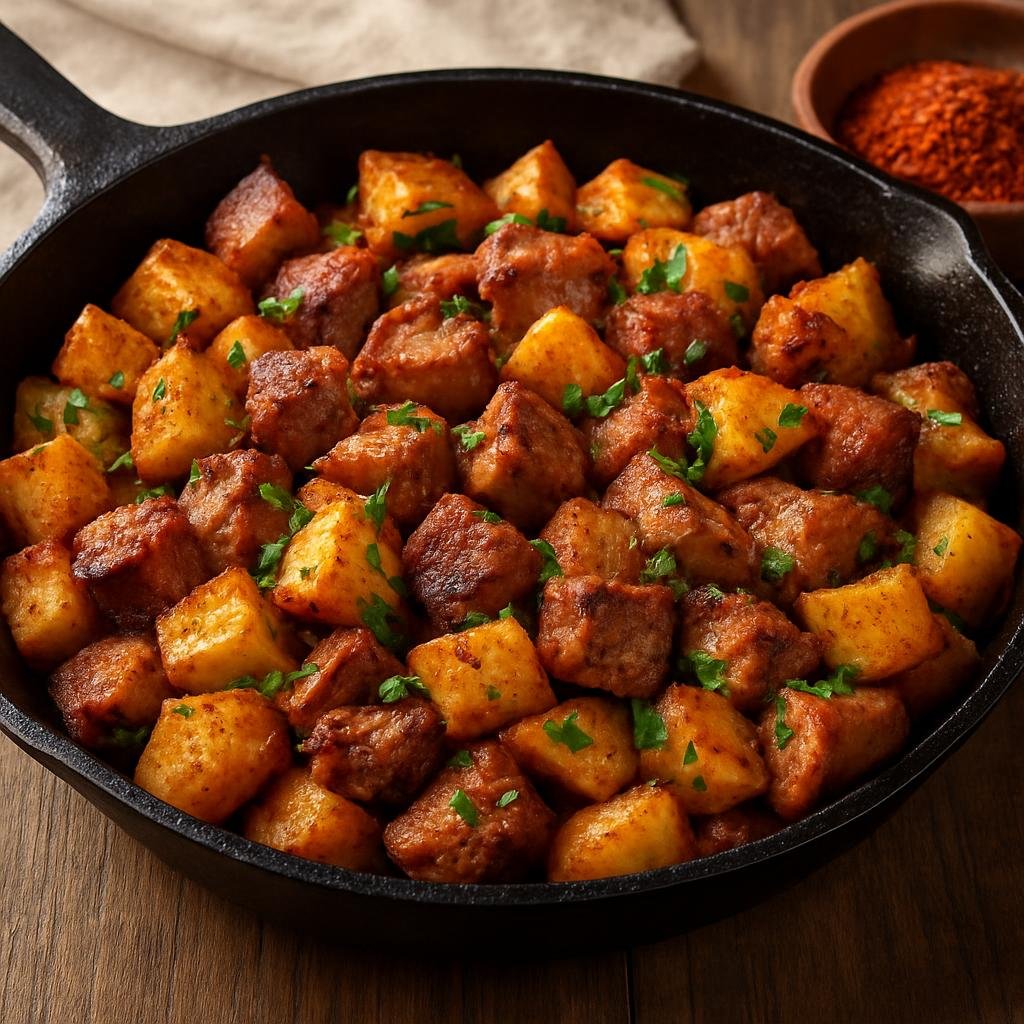 Entree: Georgia – Samegrelo – ოჯახური ➤ ojakhuri (Skillet-roasted pork and potatoes seasoned in the Mingrelian style) recipe