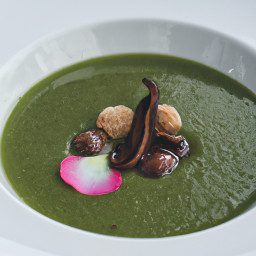 Soup: United States – Umami Morel Broth with Spring Peas and Tarragon Oil recipe