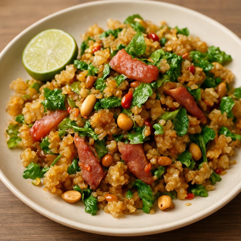 Entree: Laos – Vientiane & Central Laos – ນ້ຳເຂົ້າ ➤ Nam Khao (Crispy fried sticky-rice salad tossed with fermented pork, herbs, peanuts, and lime-chili dressing) recipe