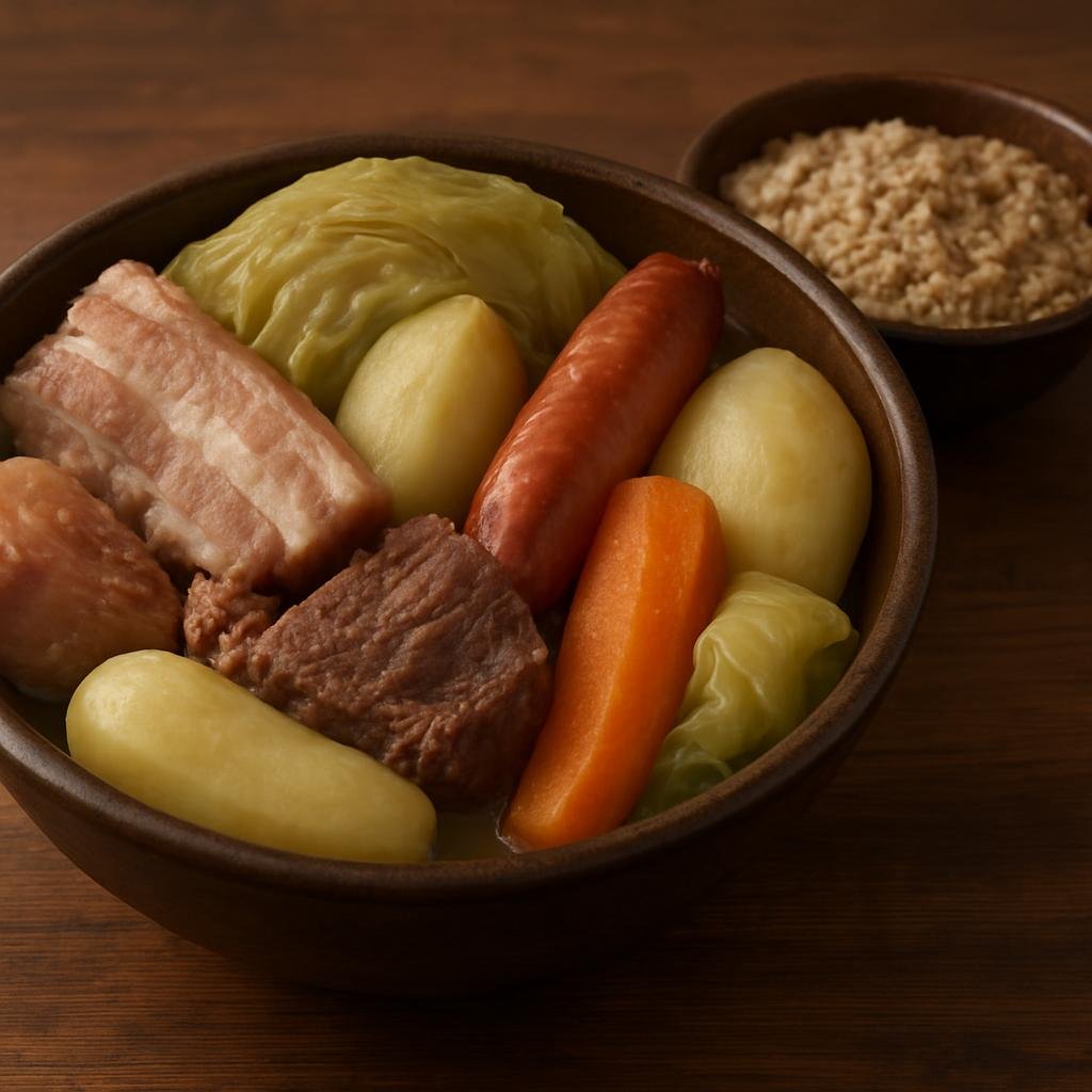 Entree: France – Brittany – Kig ha Farz (Breton pot of boiled meats and vegetables served with a steamed buckwheat pudding) recipe