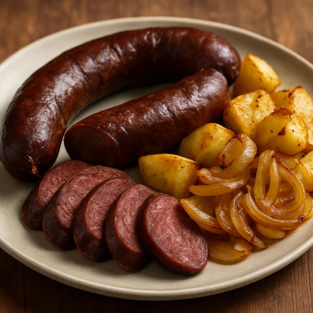 Entree: Russia – Cossack Cuisine – Казылык ➤ Kazylyk (Smoked, cured horsemeat sausage traditionally served hot or cold as a hearty main often with potatoes and onions) recipe