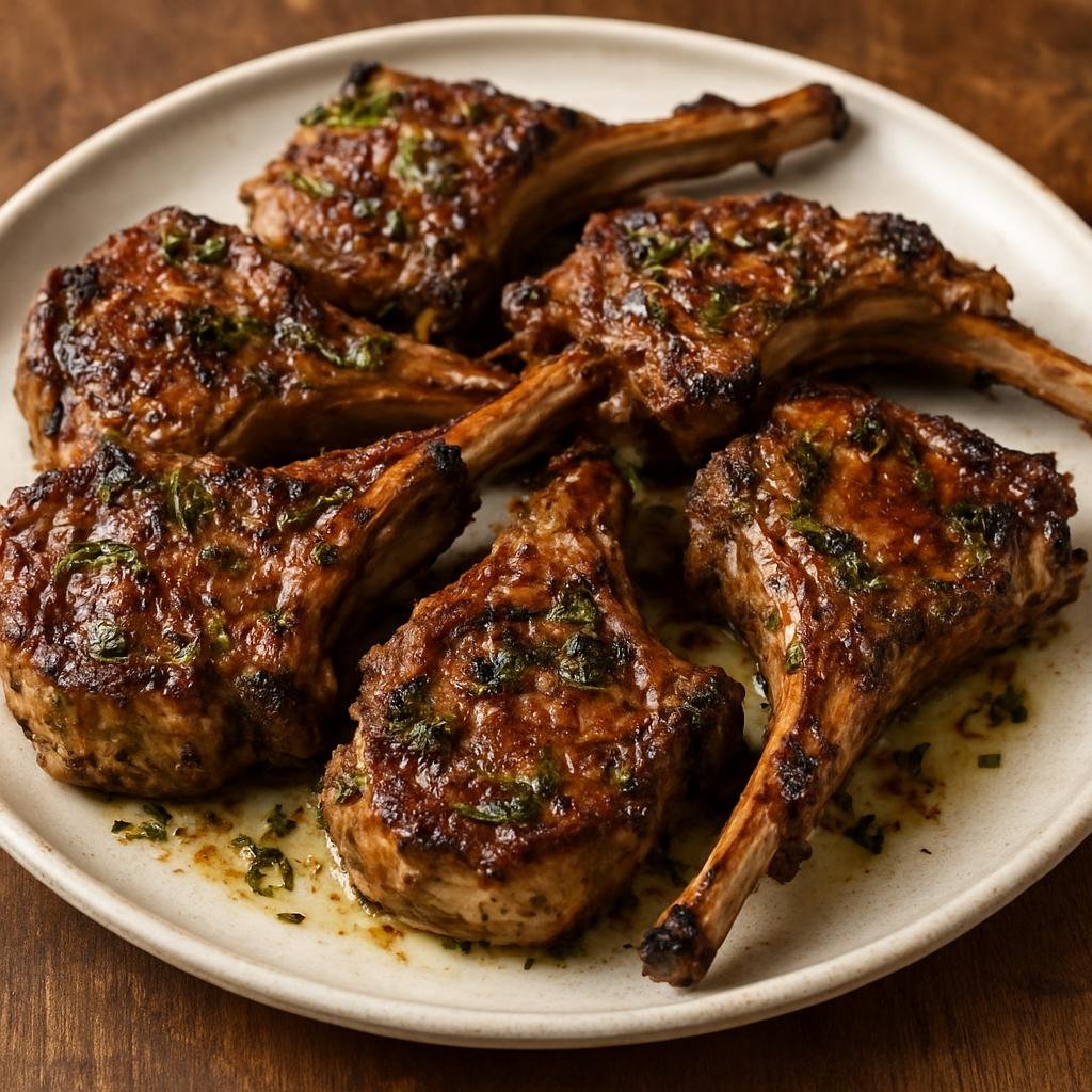 Entree: South Africa – Karoo – Karoo Lamb Chops (Herb- and garlic-marinated lamb chops seared or grilled to highlight Karoo lamb) recipe