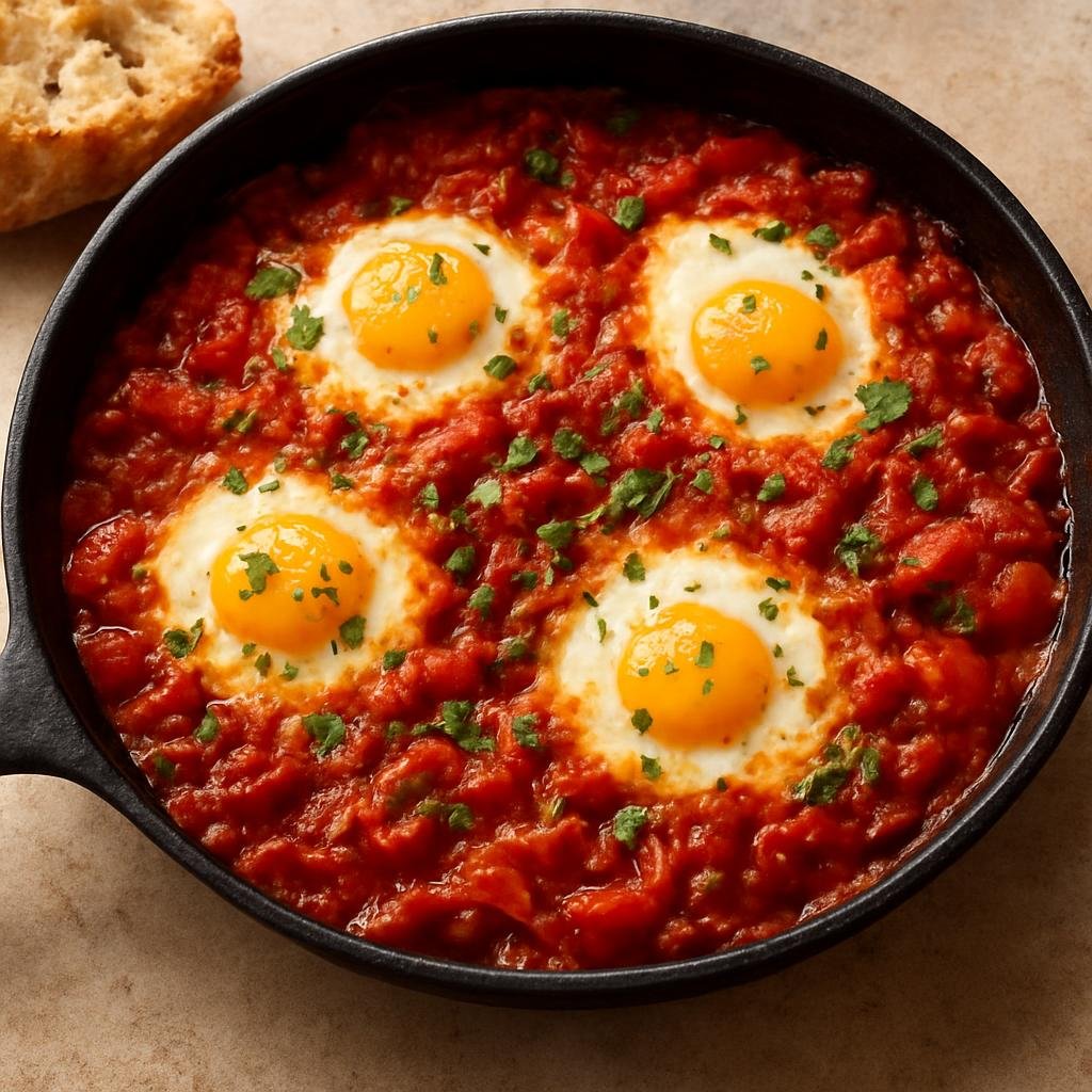 Entree: Israel – Negev – שקשוקה ➤ Shakshuka (Poached eggs in a spiced tomato and pepper stew) recipe