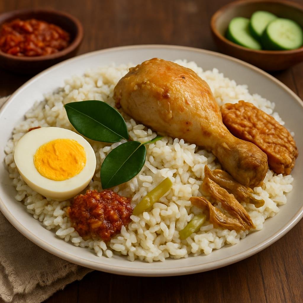 Entree: Indonesia – Central Java – Nasi Liwet (A Central Javanese fragrant coconut and chicken rice cooked in savory broth and aromatic spices) recipe