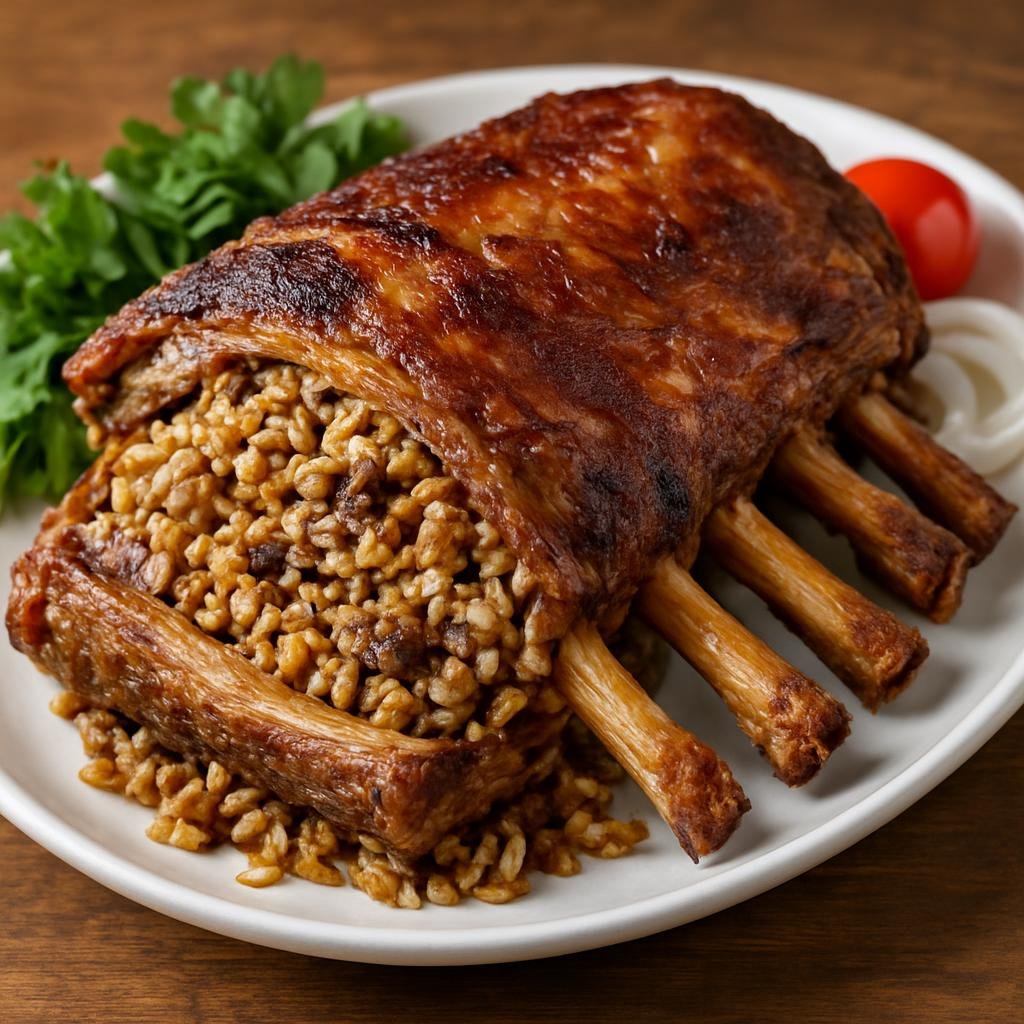 Entree: Turkey – Eastern Anatolia – Kaburga Dolması (Ribs stuffed with seasoned rice and lamb, slow-roasted until tender) recipe