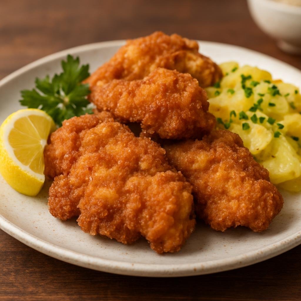 Entree: Austria – Vienna – Backhendl (Viennese-style breaded and fried chicken pieces) recipe