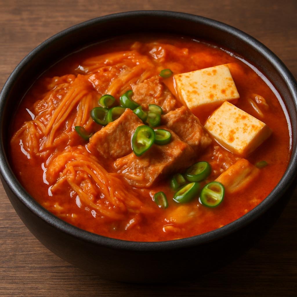 Entree: South Korea – Seoul & Gyeonggi – 김치찌개 ➤ gimchi jjigae (Spicy Korean stew of fermented cabbage with pork and tofu) recipe