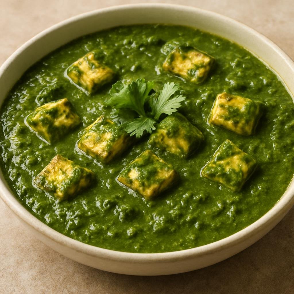 Entree: India – Punjab – पालक पनीर ➤ Pālak Panīr (Spinach cooked with cubes of fresh Indian cottage cheese in a spiced, creamy gravy) recipe