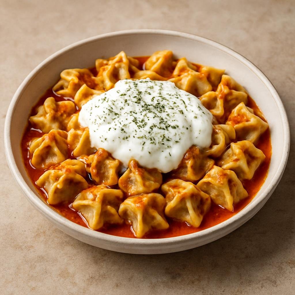 Entree: Greece – Greek Pontic Cuisine – Ποντιακά μάντι ➤ Pontiaka manti (Small Pontic-style filled dumplings served with garlic yogurt and melted butter-paprika sauce) recipe