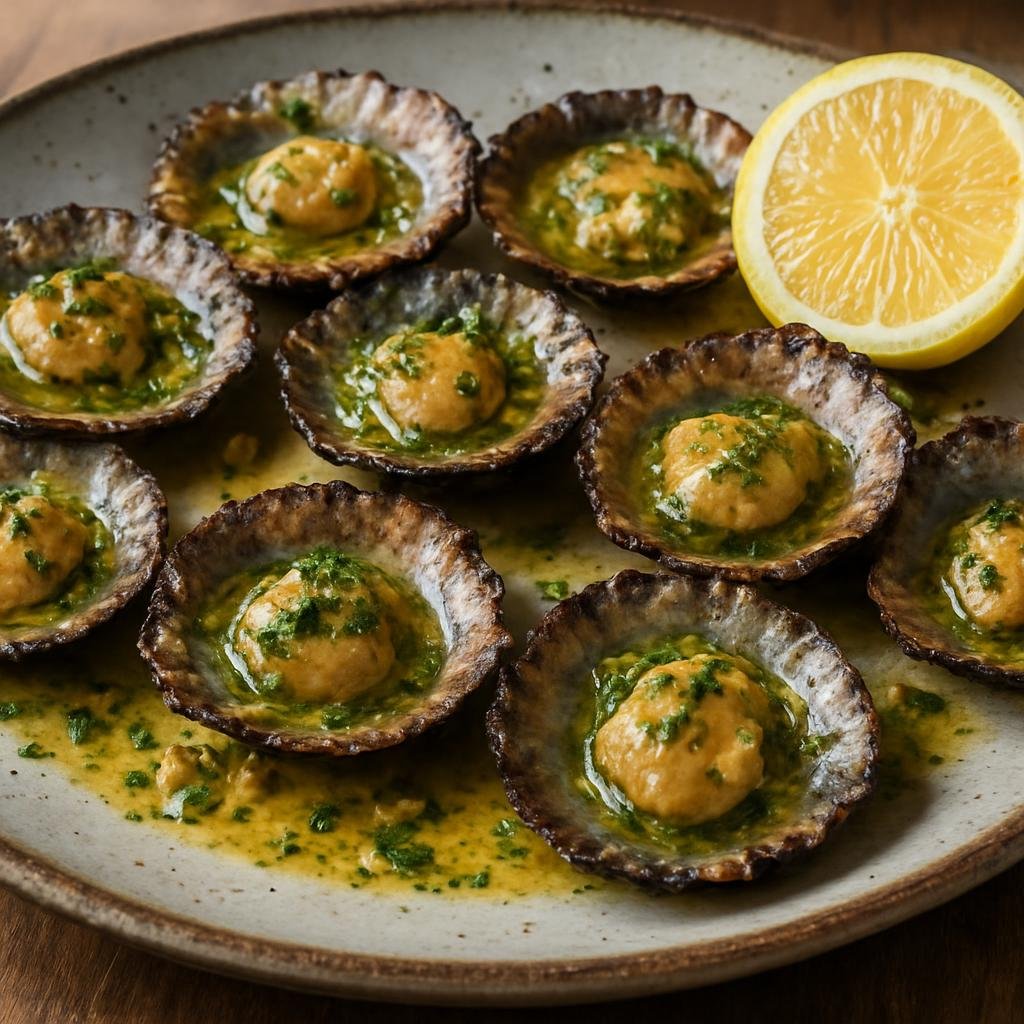 Entree: Portugal – Madeira – Lapas Grelhadas (Grilled limpets on the shell served with garlic-herb butter and lemon) recipe