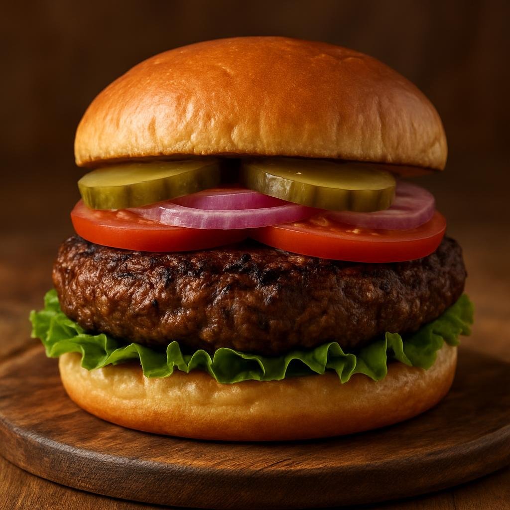Entree: United States – Upper Midwest – Bison Burger (Grilled ground bison patties served on buns with classic burger toppings) recipe
